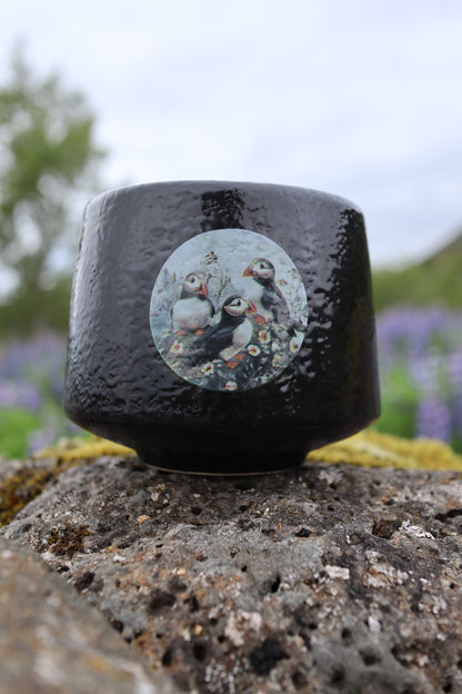 Black Mug – Puffins