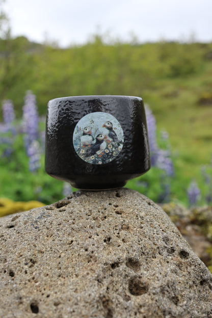 Black Mug – Puffins