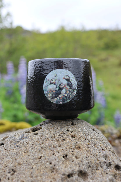 Black Mug – Puffins