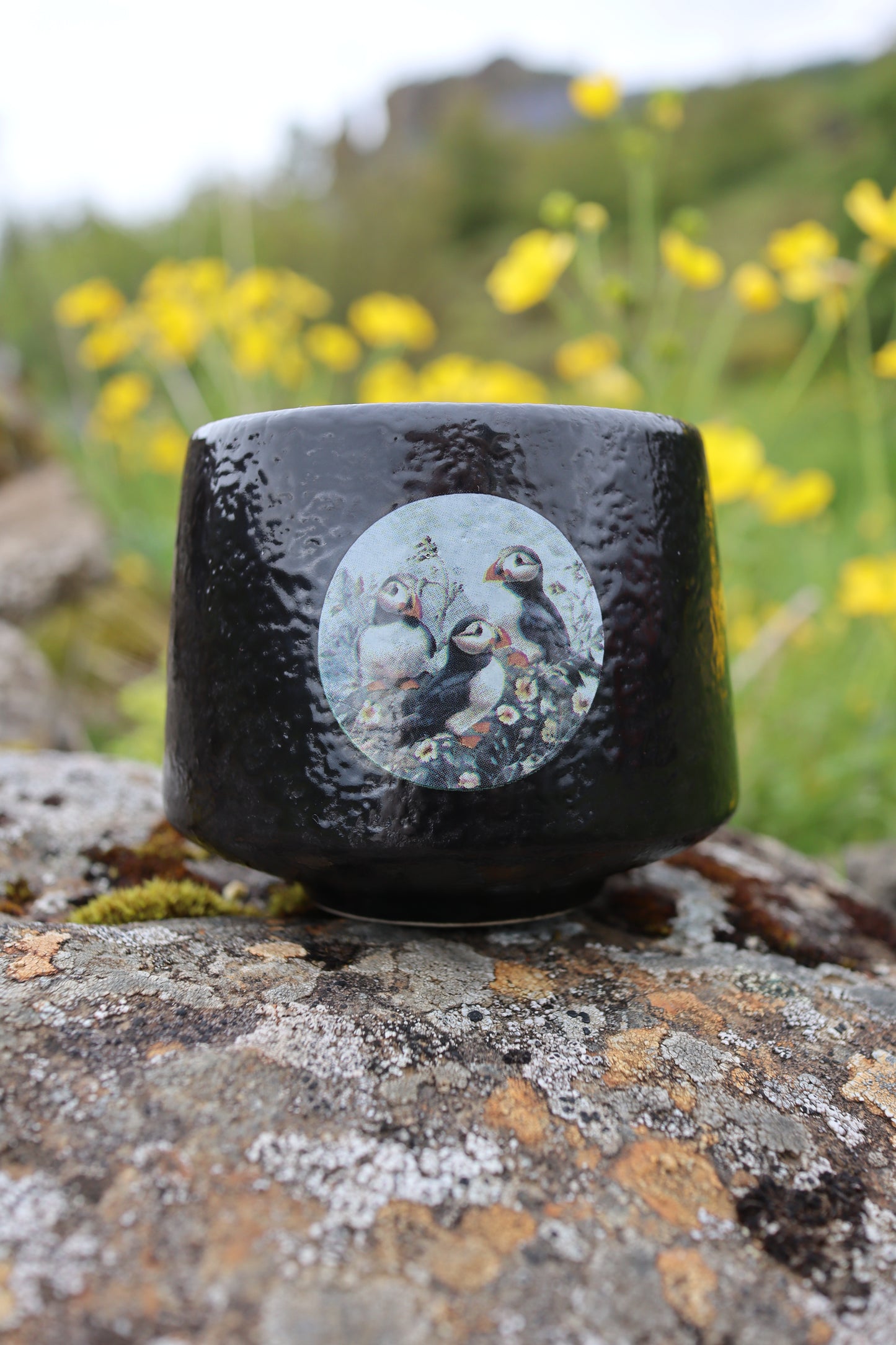Black Mug – Puffins