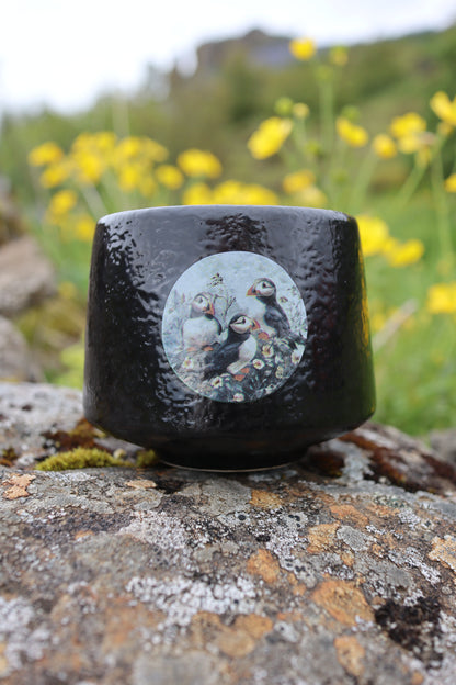 Black Mug – Puffins