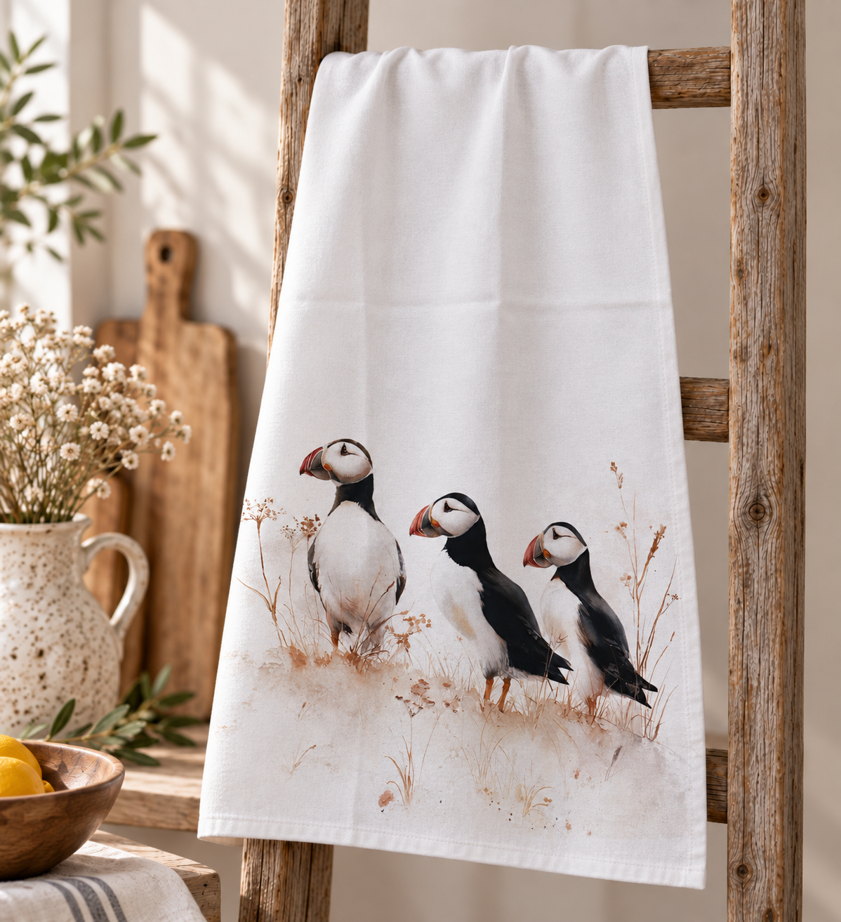 Puffin Tea Towel